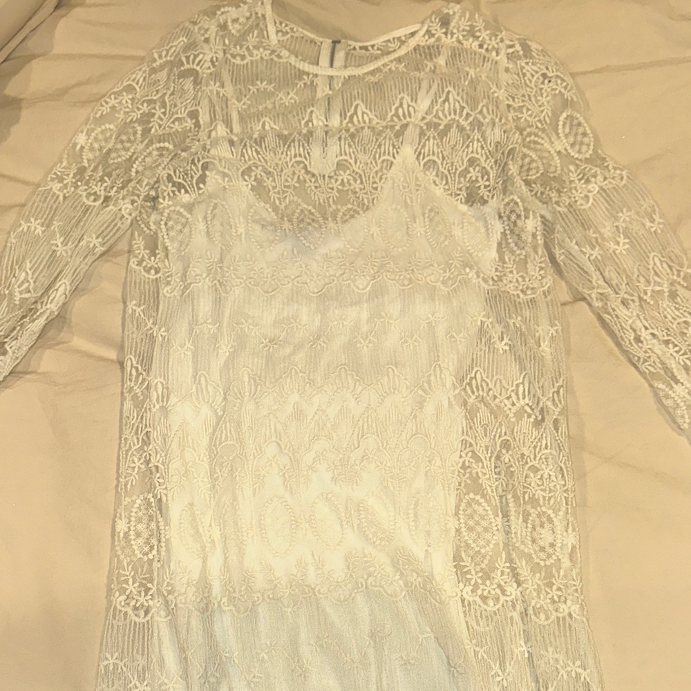 Mango White Lace Top